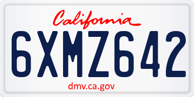 CA license plate 6XMZ642