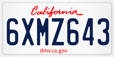 CA license plate 6XMZ643