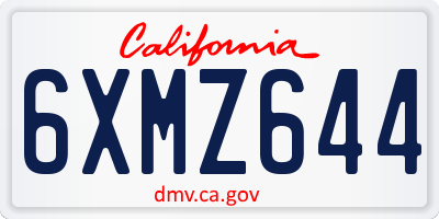 CA license plate 6XMZ644