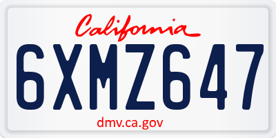 CA license plate 6XMZ647