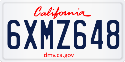 CA license plate 6XMZ648