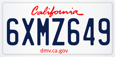 CA license plate 6XMZ649