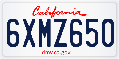 CA license plate 6XMZ650