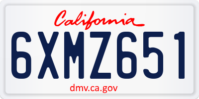 CA license plate 6XMZ651