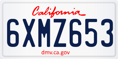 CA license plate 6XMZ653