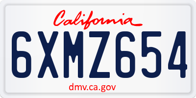CA license plate 6XMZ654