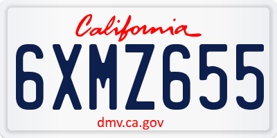 CA license plate 6XMZ655