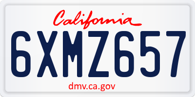 CA license plate 6XMZ657