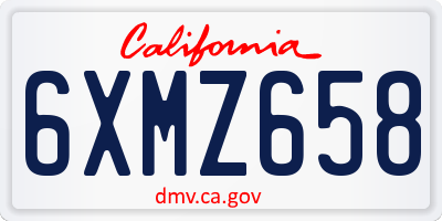 CA license plate 6XMZ658