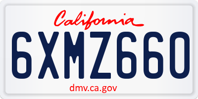 CA license plate 6XMZ660