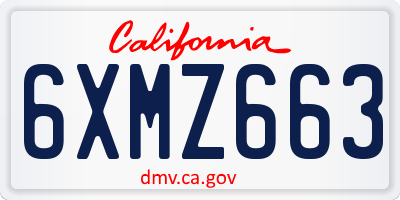 CA license plate 6XMZ663