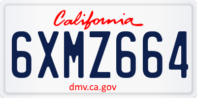 CA license plate 6XMZ664