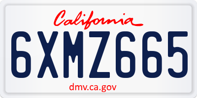 CA license plate 6XMZ665