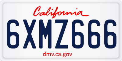 CA license plate 6XMZ666