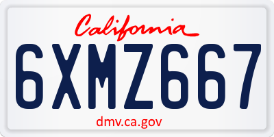 CA license plate 6XMZ667