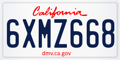 CA license plate 6XMZ668