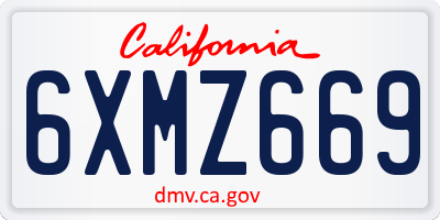 CA license plate 6XMZ669