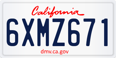 CA license plate 6XMZ671