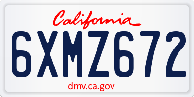 CA license plate 6XMZ672