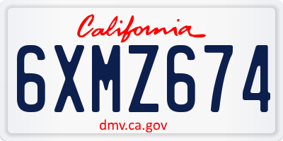 CA license plate 6XMZ674