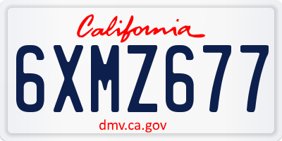 CA license plate 6XMZ677