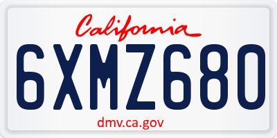 CA license plate 6XMZ680