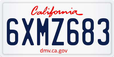 CA license plate 6XMZ683