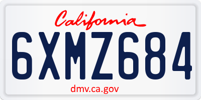 CA license plate 6XMZ684