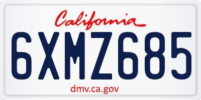 CA license plate 6XMZ685