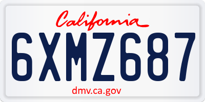 CA license plate 6XMZ687