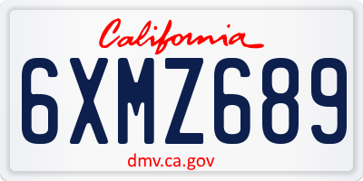 CA license plate 6XMZ689