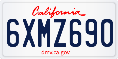 CA license plate 6XMZ690