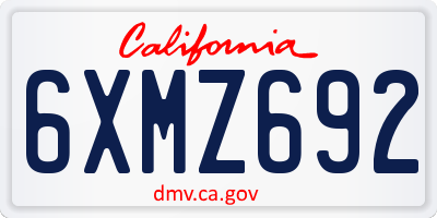 CA license plate 6XMZ692