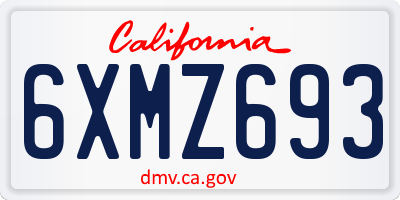 CA license plate 6XMZ693