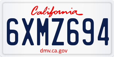 CA license plate 6XMZ694