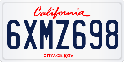 CA license plate 6XMZ698