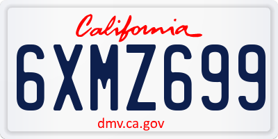 CA license plate 6XMZ699