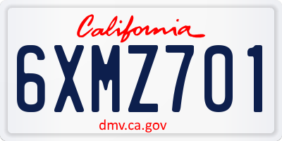 CA license plate 6XMZ701