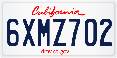 CA license plate 6XMZ702