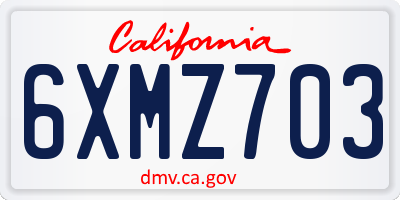 CA license plate 6XMZ703
