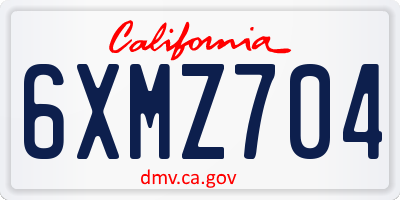 CA license plate 6XMZ704