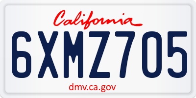 CA license plate 6XMZ705