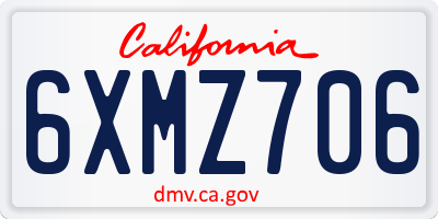 CA license plate 6XMZ706