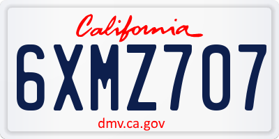 CA license plate 6XMZ707