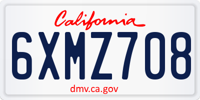 CA license plate 6XMZ708