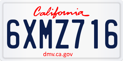 CA license plate 6XMZ716