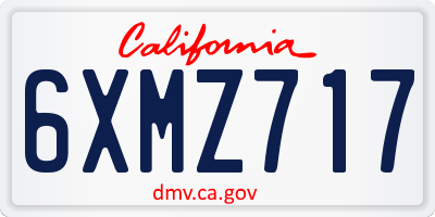 CA license plate 6XMZ717