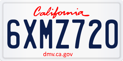CA license plate 6XMZ720