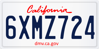 CA license plate 6XMZ724