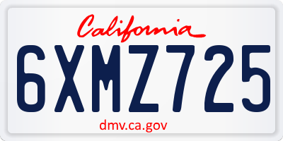 CA license plate 6XMZ725